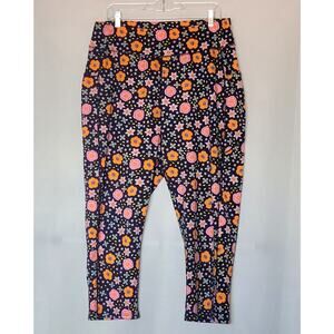 Pop Fit Women's High Rise Capri Stretch Fitness Leggings Colorful Floral Sz: 3XL